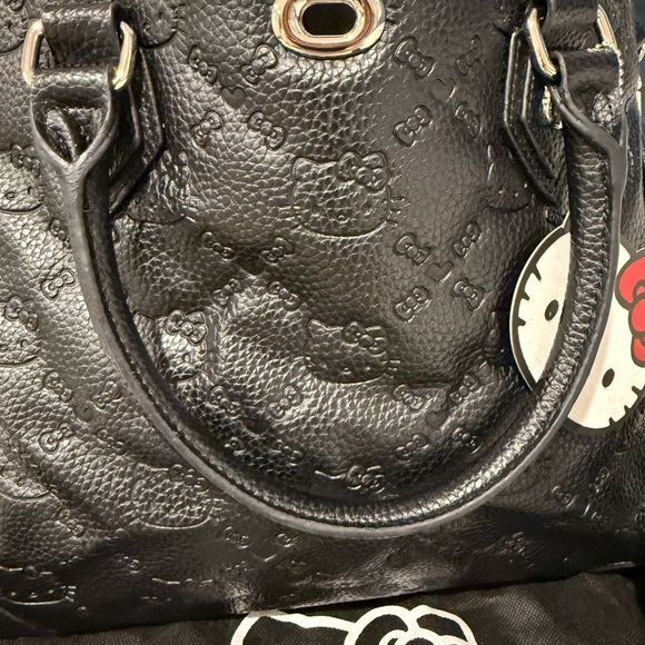 Vintage Hello Kitty Black Embossed Leather Tote - Picture 10 of 13